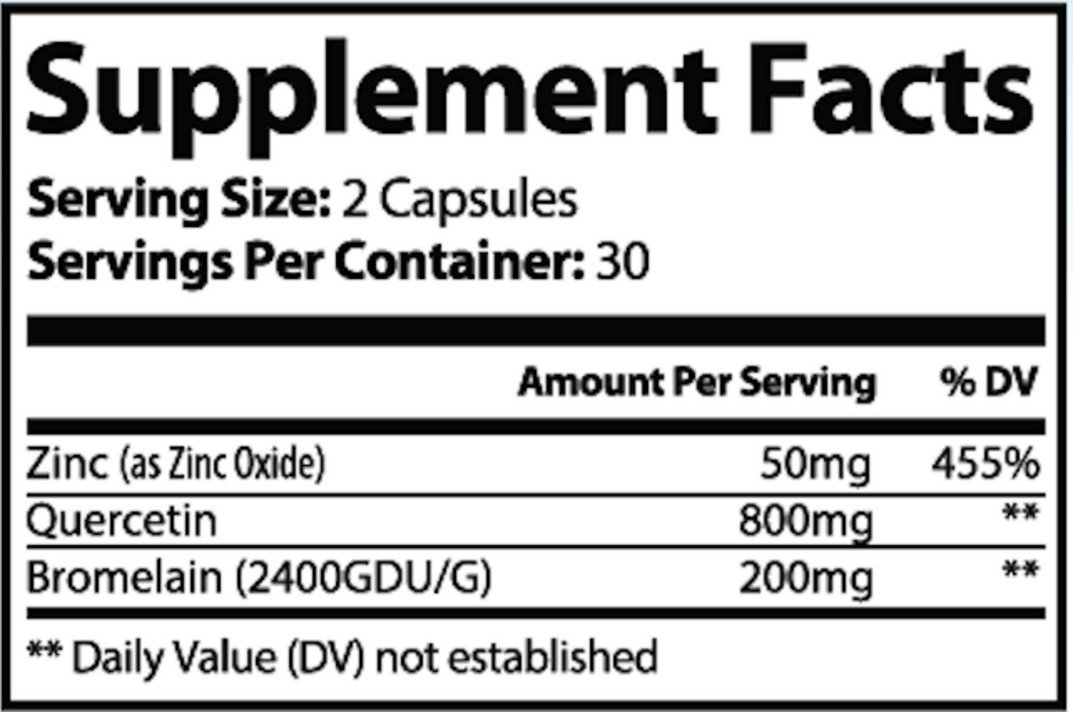 Supplement facts label with nutritional information.