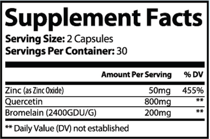 Supplement facts label with nutritional information.